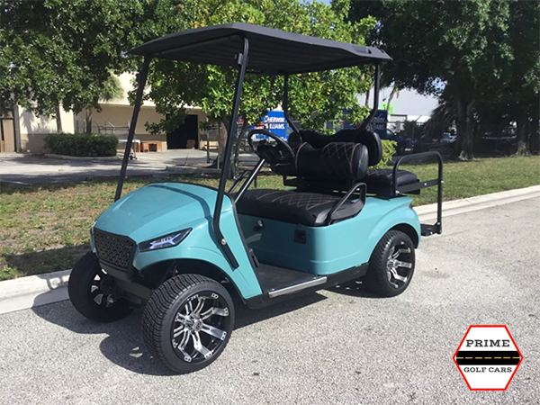 Blue EZGO 4 Passenger Golf Cart santa rosa golf cart rental, golf cart rentals