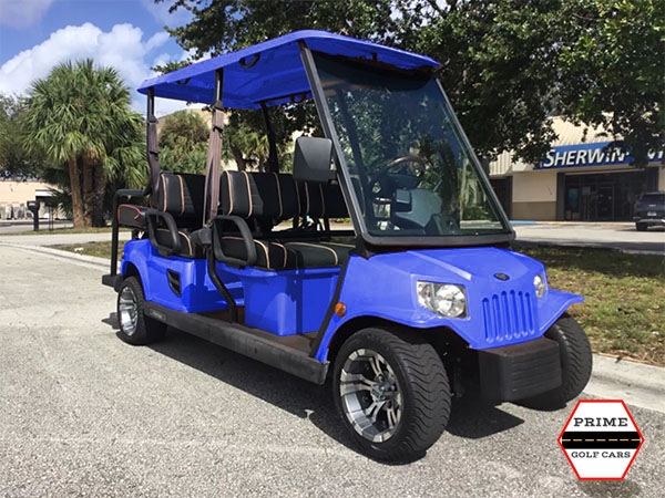 Blue Tomberlin 6 Passenger Golf Cart santa rosa golf cart rental, golf cart rentals
